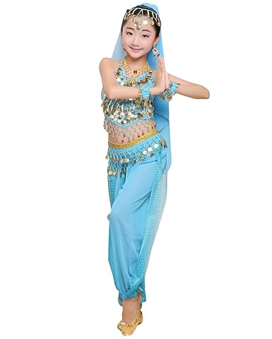 Anguang Mädchen Kinder Bauchtanz Kostüm Set Halloween Karneval Hosen Tanzkleidung