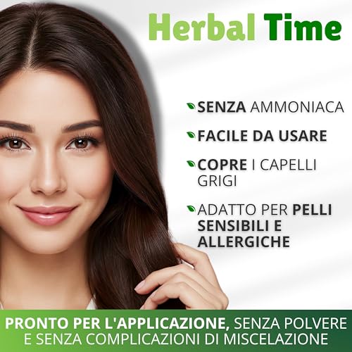Herbal Time Natural Henna Hair Dye | Chocolate 6 | Covers Whites | Semi-Permanent Colour | Ammonia, Sulphate and Paraben Free | 75 ml