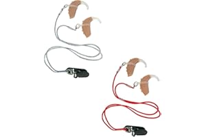 MEISO 2Pcs Secure & Adjustable Hearing Aid Clips with Lanyards,Anti-Loss BTE Clip Holder for Seniors & Adults, Portable Heari