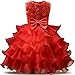 NNJXD Girl Dress Kids Ruffles Lace Party Wedding Dresses Size (130) 5-6 Years Flower Red