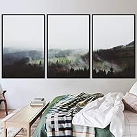 3 Piece Framed Canvas Wall Art Foggy Mountains Canvas Prints Home Artwork Decoration for Living Room,Bedroom - 16