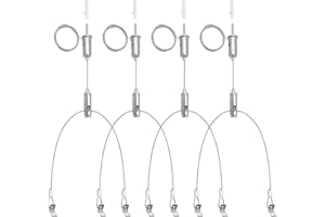 HAMRVL 4 Set Aquarium Light Suspension Cables Kit - Adjustable Steel Hanging Chains 5ft Lighting Fixture Chains,Heavy Duty Stainless Steel Rope for Commercial Aquarium Fish Tank Light LED Panel Light