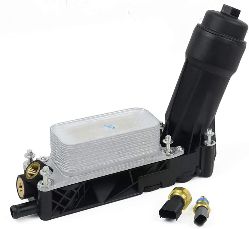 5184294AE Oil Cooler Filter Adapter Housing Assembly Compatible with Ch rysler 200 300 Dodge Journey Avenger Charger Wrangler Grand Cheroke 3.6L V6 2011-2013 with Oil Pressure & Oil Temperture Sensor: Automotive