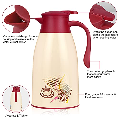 AceChef 40.5 Oz Glass Lined Thermal Carafe, Insulated Coffee Carafe