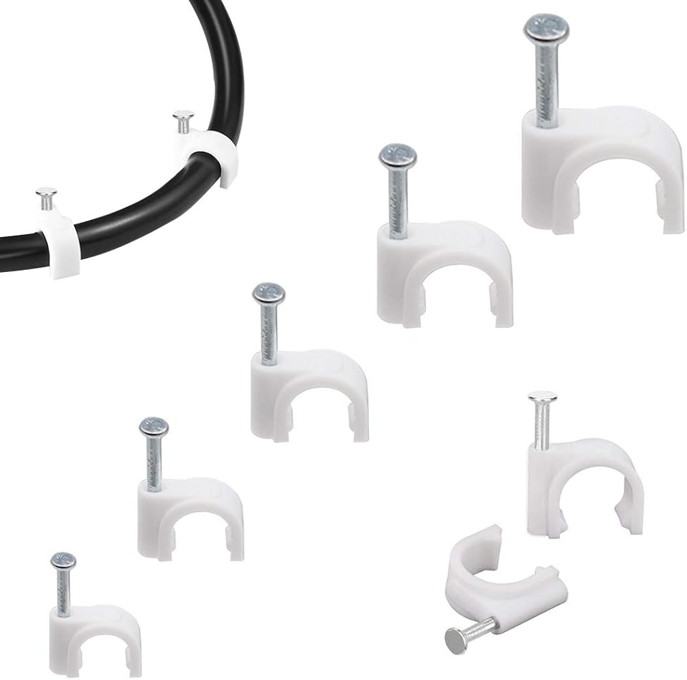 WEERSTONE 500pc White Round Cable Clips 5-10mm Nail Wire Management for