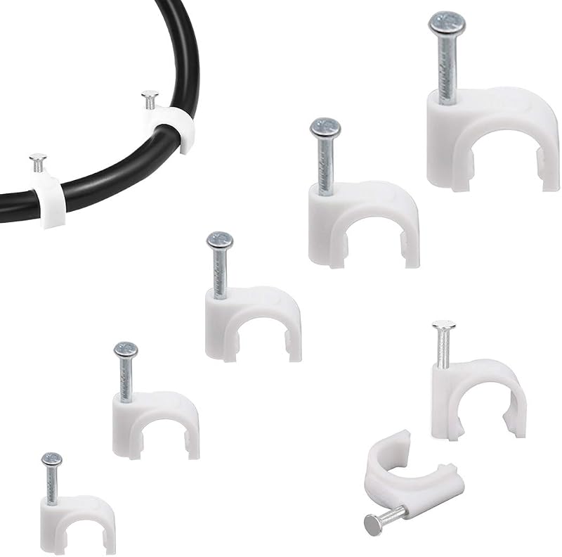 WEERSTONE 500pc White Round Cable Clips 5-10mm Nail Wire Management for