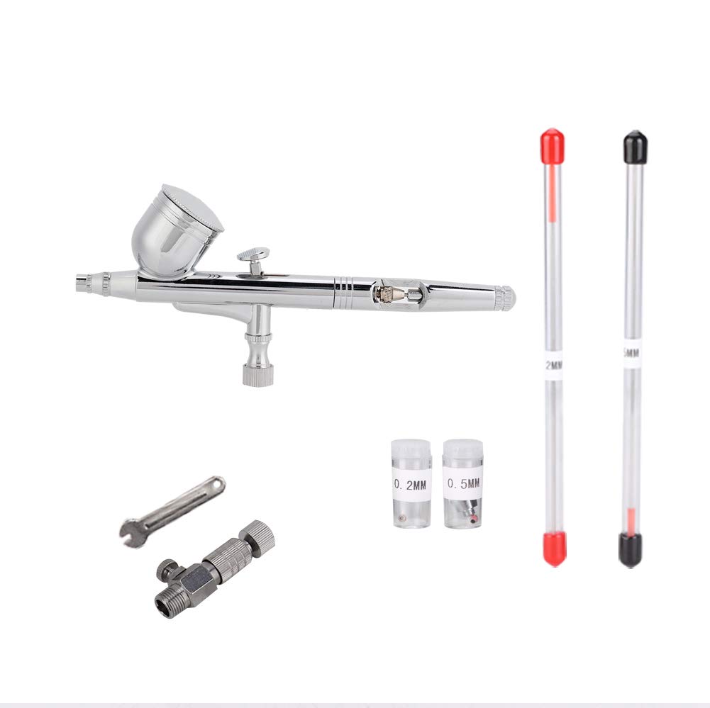 Lybunair Dual Action Airbrush Kit, 0.2 0.3 0.5mm Nozzles with Fluid Cup for Art and Craft Projects