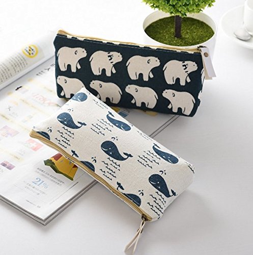 FIVOENDAR Adorable Forest and Animal Linen Pencil Case Pen Zipper Bag Coin Organizer Makeup Costmetic Bag Pouch - Set of 4 - Thumbnail 5