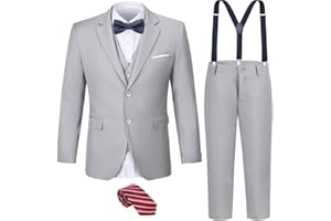 QISUMA Boys Suits Toddler Formal Suit Set Kids Ring Bearer Outfit for Teen Boys Wedding Tuxedo Communion Dress Clothes