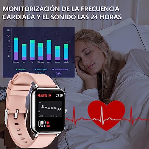 Salandens Smartwatch, Reloj Inteligente Mujer y Hombre Smartwatch Presion Arterial Monitor Pulser, Impermeable IP67,con Monitor De Frecuencia Cardíaca, Monitor De Calorías, Podómetro,GPS, etc