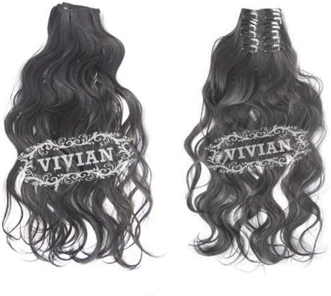 ECOSCO 24inches 8pc/set 150g Gorgeous Long Curly Wave Clips in Hair Extensions for Women's Beauty Hairsalon Wig in Fashion (Black 2/4)