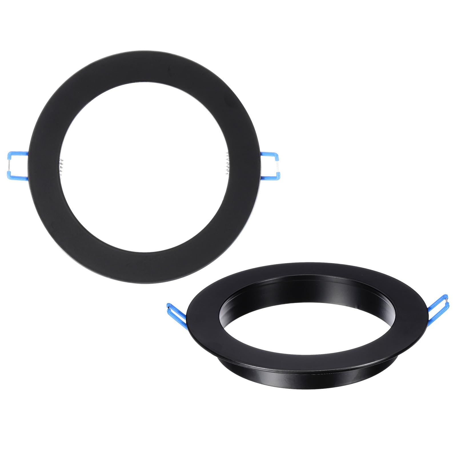 PATIKIL 12W 5.4" OD 4" ID Light Trim Ring, 2pcs Downlight Mounting Bracket Circular Light Cover Light Fixture for Ceiling Wall Recessed Can Downlight, Black