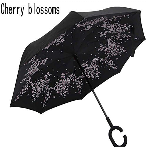 Newerlives Reverse umbrella，Marino Inverted Umbrella, Reverse Folding Inside Out Upside Down Umbrella,Outdoor Rain Away Car Umbrella (CHerryBlossoms)