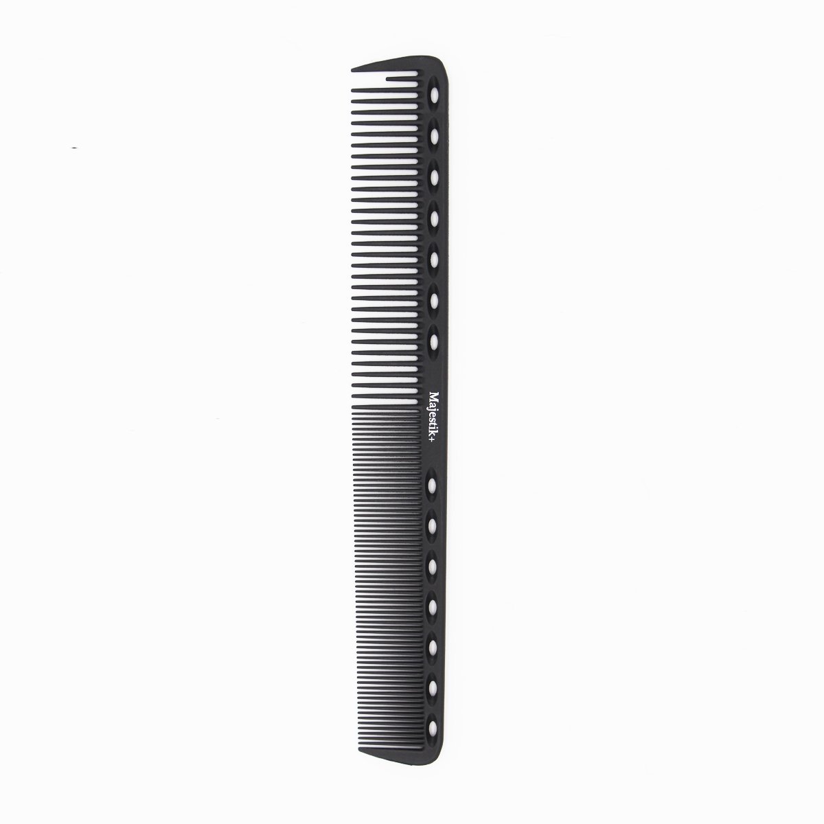 Hair Comb Black Professional Hairdressing Carbon Fiber Comb Master Barber and Salon Anti Static Heat Resistant Strong & Durable Medium and Fine Tooth By Majestik+