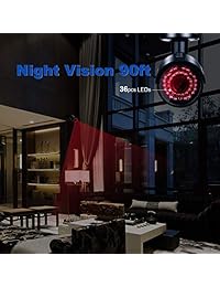 FLOUREON Sistema de cámara de seguridad para casa 1080N DVR + 4 lentes CMOS de 1,0 MP CCTV Cámara de seguridad 1500TVL Visión nocturna Acceso remoto Detección de movimiento