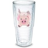 Tervis Front & Back Pig Made in USA Double Walled Insulated Tumbler Travel Cup Keeps Drinks Cold & Hot, 24oz - No Lid, Clear