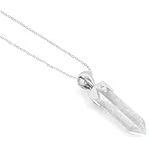 LUSTRE AND LIGHT Hexagonal Shape Natural Gemstone Pendant Necklace for Women, Birthstone Jewelry Gifts for Her Birthday, Anniversary, Graduation (15x3.5mm, Bezel-Set)