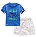 AJia Kids 2 Piece Short Sleeve Shirt and Shorts for 1 to 5 Years Olds Little Boy (3 Years (100), Blue/White)