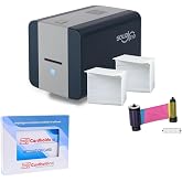 Cardholdir ID Easy Badges Solid 210 ID Badge Printer | with Beginner Software, &amp; Everything Needed to Design and Print 200 ID Cards, | Single Sided Employee &amp; Student ID Card Printer