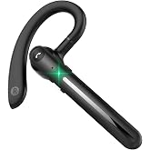 IHAO Single Ear Wireless Bluetooth Earphone Noise Cancelling Stereo Dual HD Mic Headphone Earpiece 16Hrs Hands-Free Calling in-Ear Headset Painless Firm Wear for Driving/Business/Office/Trucker