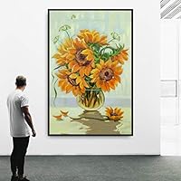 Framed Canvas Wall Art Flowers Canvas Prints Home Artwork Decoration for Living Room,Bedroom - 16x24 inches