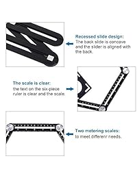 Amenitee Herramienta de medición de ángulo de aleación de aluminio de seis caras   Regla angular universal   Herramienta de medición de múltiples ángulos de metal   Regla de aleación de aluminio actualizada.