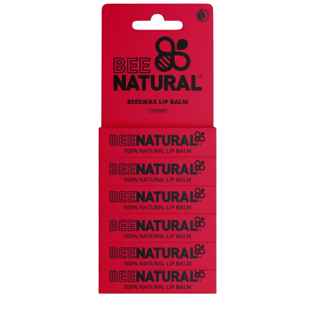 Bee Natural - 100% Natural Moisturising Lip Balm - Cherry - Pack of 6