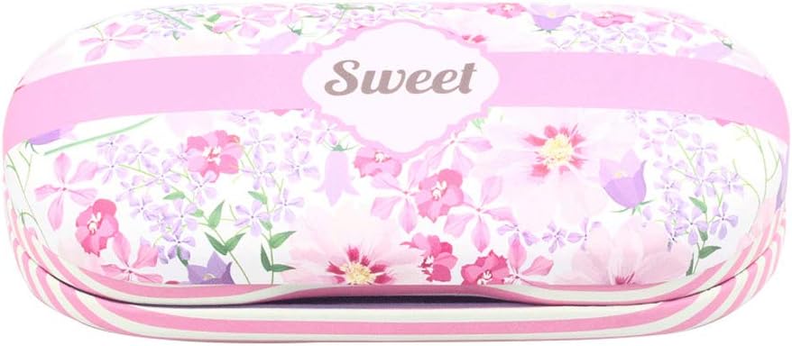 Dual-use Glasses & Contacts Case Contact Lens And Glasses Case Beautiful Flower, 6.3x2.7x2.1inch, Pink