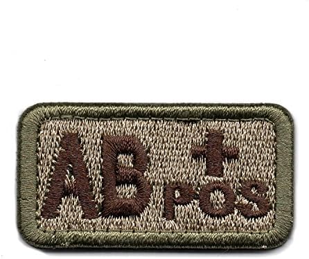Wilde Passion Blood Type AB Positive POS Badge - Embroidered Morale Military Patch (Coyote Brown AB)