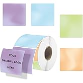 DNYMJBO 2 2 Inch Square Thermal Labels, Thermal Stickers with Perforation Line, Self-Adhesive Waterproof Personalized Stickers for Small Business, Logo Design, 500 Labels/1 Roll, Colorful