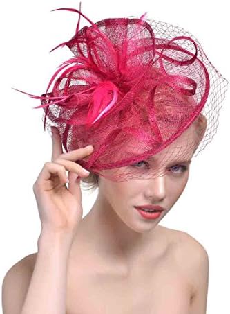 Gerilea Women Feather Fascinators Veil Hat Clips Party Cocktail Flower Headwear