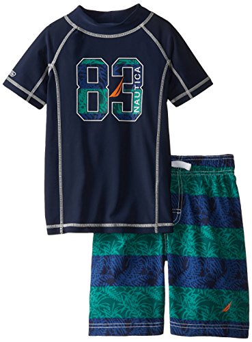 Nautica Boys' Graphic Striped Rashguard Two-Piece Swim Set