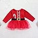 Christmas Baby Girls Long Sleeve Print Tutu Dress Red Crystal Princess Party Skirt Bodysuit (6-12Months, Red)