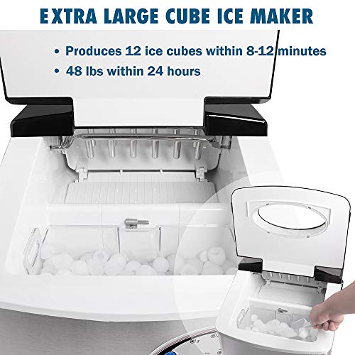 Northair Portable Automatic Stainless Steel Ice Maker,48lbs/24H,Extra