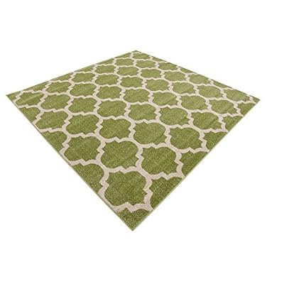 Unique Loom Trellis Collection Modern Morroccan Inspired with Lattice Design Area Rug, Square 5' 4" x 6' 1", Light Green/Beige 518KslKZ98L