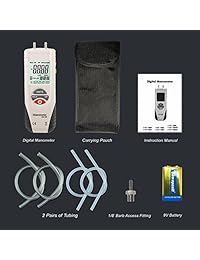 Manómetro digital, medidor de presión de aire de doble puerto, medidor de presión de gas HVAC, manómetro de presión diferencial Hti Xintai, Blanco
