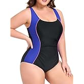 BeautyIn Plus Size Swimsuit for Women Adjustable Straps & Tummy Control Ruched Bathing Suit