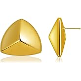 Chunky Gold Earrings for Women 14K Gold Plated Hypoallergenic Stud Earrings Lightweight Earrings Gold Statement Earrings for Women Trendy Gold Jewelry