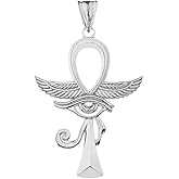 Dazzling Sterling Silver Ankh Cross with Eye of Horus Pendant