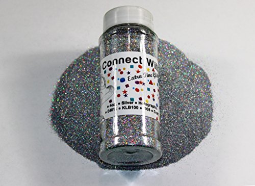 Silver, Extra Fine Holographic Glitter 1/128, 4oz Shaker Bottle