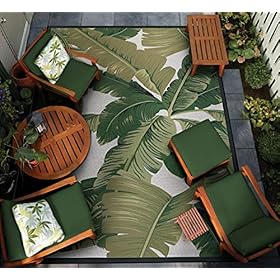Couristan Dolce Palm Lily Indoor/Outdoor Area Rug, 4' x 5'10", Hunter Green-Ivory 518Kzd0TehL. SS280
