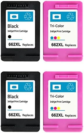 Ouguan Ink Compatible For HP662 662XL Ink Cartridge For HP Deskjet 1015 1515 2515 2545 2645 3515 3545 4510 4515 4518 Printer (2Black 2Color)