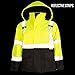 New York Hi-Viz Workwear J8512-XL Men's Ansi Class 3 High Visibility Safety Bomber Jacket With Zipper, PVC Pocket, Black Bottom (Extra Large, Lime)