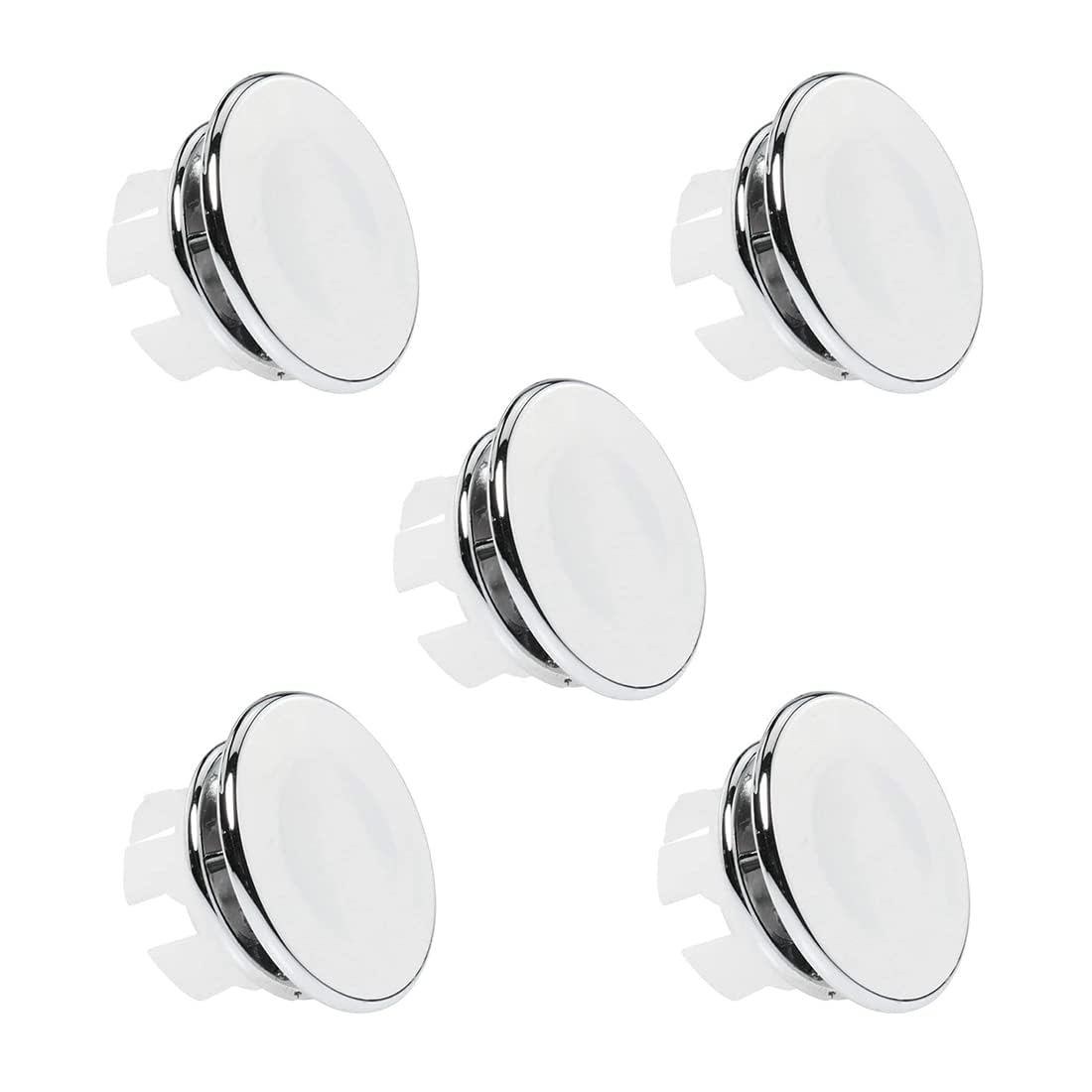 5 PCS Sink Overflow Ring, Sink Hole, Replacement Overflow Hole, Round Basin Overflow Trim Ring, Sink Hole Cap, Overflow Drain Cap Cover, Round Overflow Hole Cover, for Bathtub, Sink, 30mm, Silver