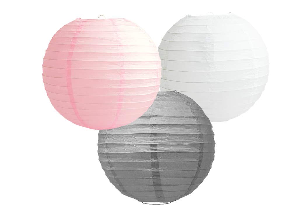 Paper Lanterns Mix Color Packs of 3 Round Paper Lanterns Lampshade (Baby Pink Shade, 6" (15 Cm))