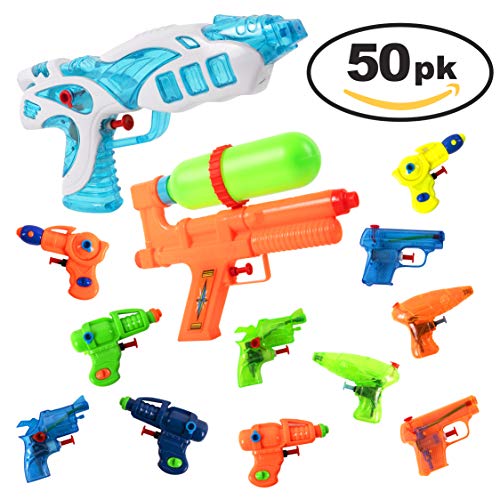 Narwhal Novelties Water Gun (50-Pack) Squirt Gun Assortment; Water Guns for Kids & Squirt Guns for Kids