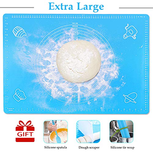 Extra Large Silicone Baking Mat,25"x18"Non-Stick Pastry Mat Board Table Placemat Pad for Baking,Rolling Dough with Measurements, Reusable Heat-Resistant BPA Free