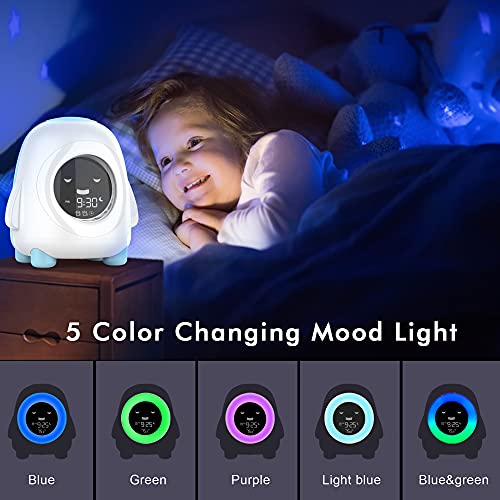 Kids Alarm Clock, Childrens Sleep Trainer with Night Lights, Sleep