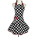 LIVILAN Black Cooking Aprons Kitchen Flirty Woman Girl Bowknot Cotton Pinafore Vintage Apron Dress with Pockets