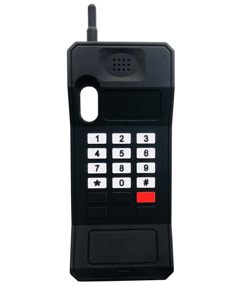 UnnFiko 3D Silicone Case Compatible with iPhone XR, Retro Classic Creative Soft Rubber Bumper Cover Cool Fun Thick Protective Stand Case (Retro Cellphone Black, iPhone XR)